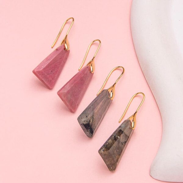 Natural Crystal Stone Geometric Figure Earrings  wholesale Jewelry