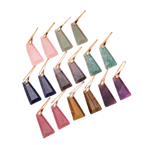 Natural Crystal Stone Geometric Figure Earrings  wholesale Jewelry