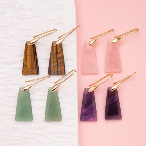 Natural Crystal Stone Geometric Figure Earrings  wholesale Jewelry