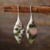 Bohemian Emperor Stone Leaf Pendant Earrings 1pair