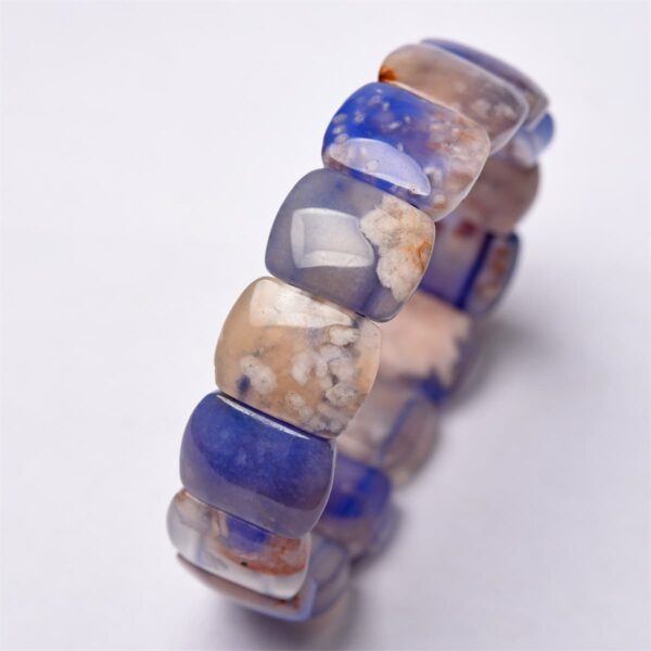 Natural Gemstone Double Drill Sakura Agate Beaded Bracele