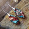 Bohemian Emperor Stone Leaf Pendant Earrings 1pair