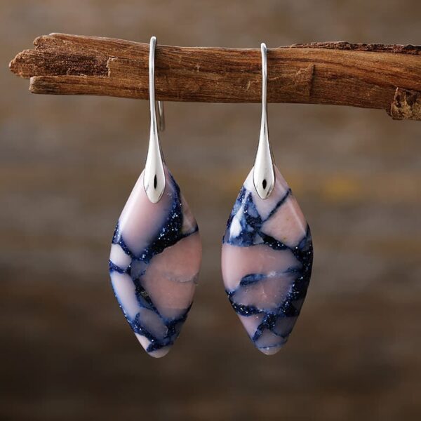 Bohemian Emperor Stone Leaf Pendant Earrings 1pair