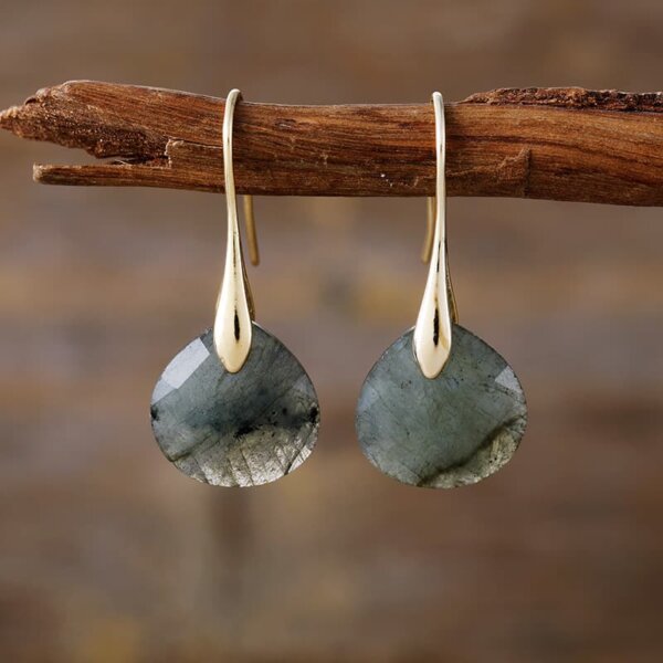 Natural Gemstone Earrings | Handmade Silver Plated Earrings| Dainty Water Drop Earrings