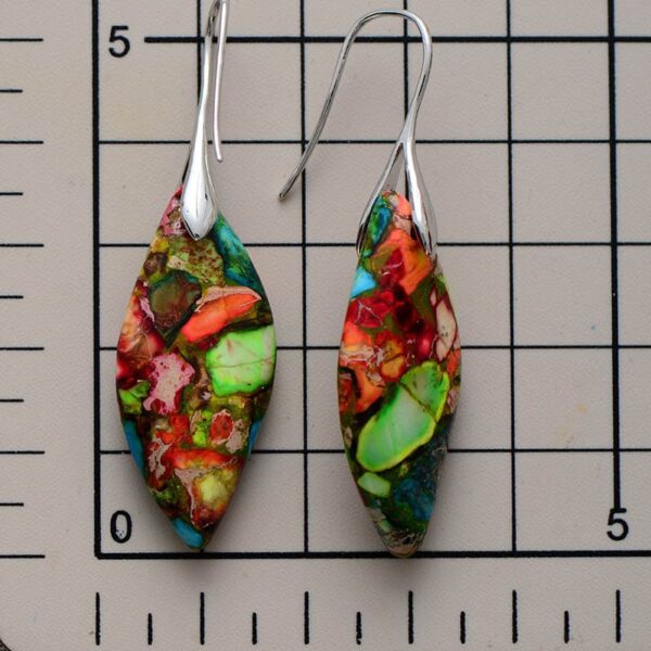 Bohemian Emperor Stone Leaf Pendant Earrings 1pair