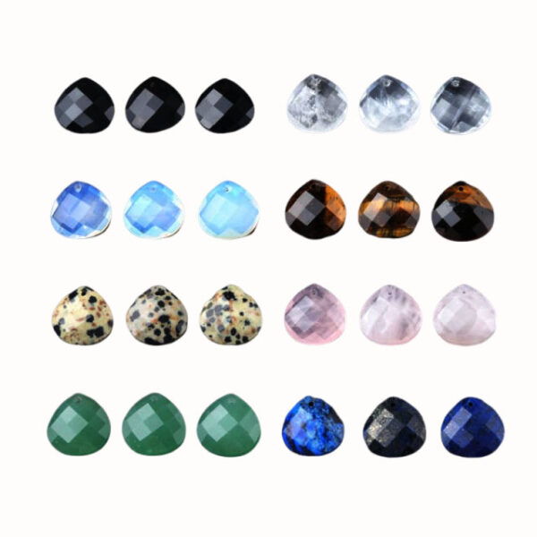 Gemstone Triangle Water Drop Faceted  Pendant DIY Jewelry accessories 16mm