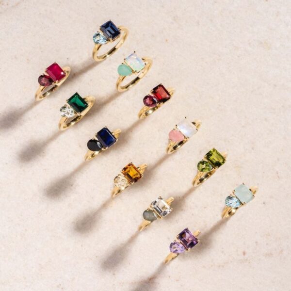 Premium Two Diamond Ring Titanium Steel Birthstone Ring Wedding Ring Couples Ring Gift