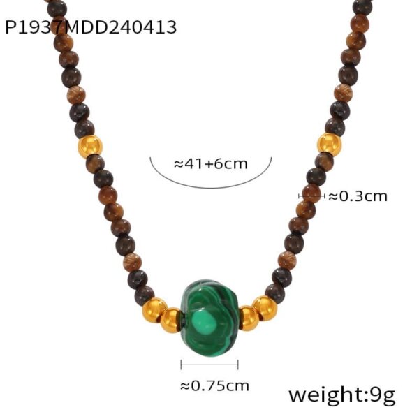 Natural agate turquoise necklace titanium steel 14k gold