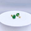 10mm Faceted Round Gemstone Stud Earrings 14K Gold Plated