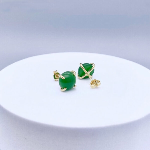 10mm Faceted Round Gemstone Stud Earrings 14K Gold Plated