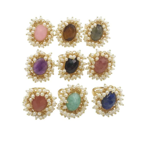 O1CN01cpvAkd1tNfhKmbO7X_!!2215677795890-0-cib - 副本 Natural Gemstone Crystal Ring Big Pearl 18k Gold Jewelry for Women