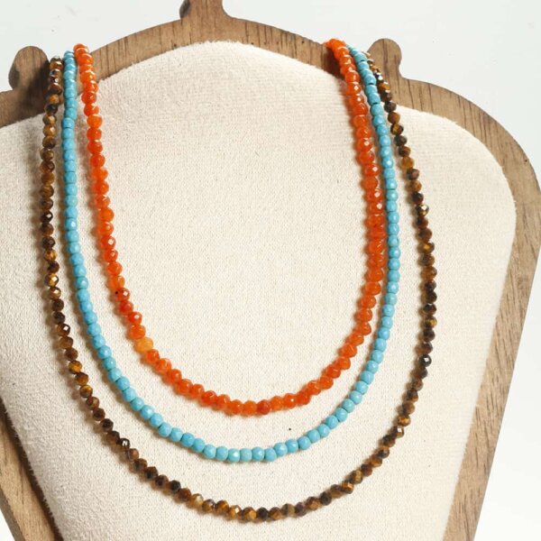 Natural stone necklace 2mm women's minimalist high-end jewelry collarbone chain