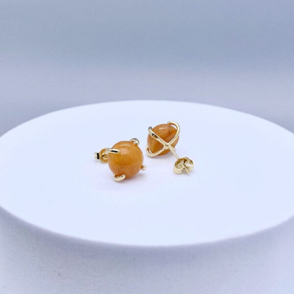 10mm Faceted Round Gemstone Stud Earrings 14K Gold Plated