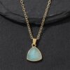 Natural Stone Crystal Triangle Pendant Necklace