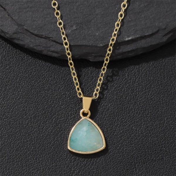 Natural Stone Crystal Triangle Pendant Necklace