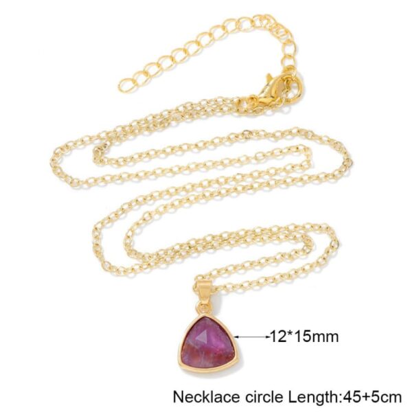 Natural Stone Crystal Triangle Pendant Necklace