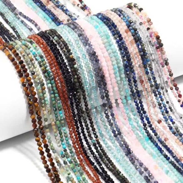 2–2.5mm  Rotundity Faceted Natural Stone Loose Beads DIY Jewelry Making Accessories