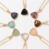 Natural Stone Crystal Triangle Pendant Necklace