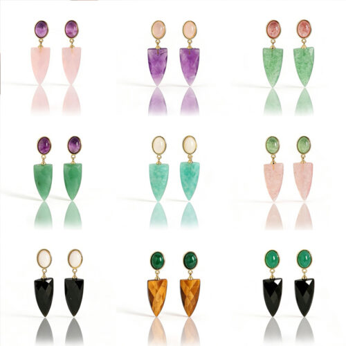 Gemstone Earrings Healing Crystal Birthstone Boho Jewelry  Drop Earring