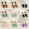 3 Gemstone Earrings Healing Crystal Birthstone Boho Jewelry Drop Earring