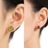 Natural Round Gemstone Stud Earrings – Classic Inlay Design 6mm beads