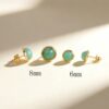 Natural Round Gemstone Stud Earrings – Classic Inlay Design 6mm beads